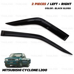 กันสาดฝน คิ้วกันสาด 2 ชิ้น สีดำ สำหรับ Mitsubishi Cyclone L200 Mighty Max L200 ปี 1987-1996